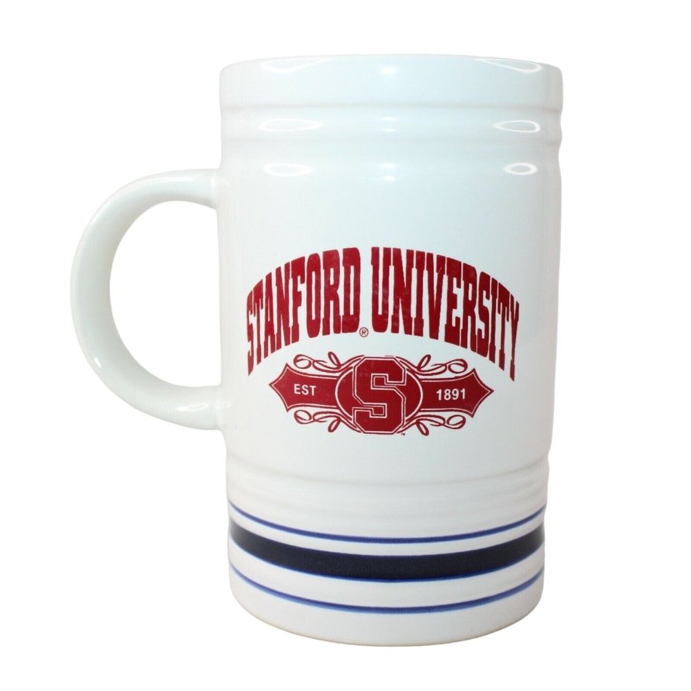 Vintage Stanford University Stein Mug Cup Coffee Tankard Black Stripes